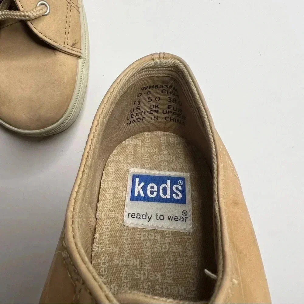 Keds Suede Leather Lace Up Sneakers Tan Beige 7.5 - Picture 6 of 6